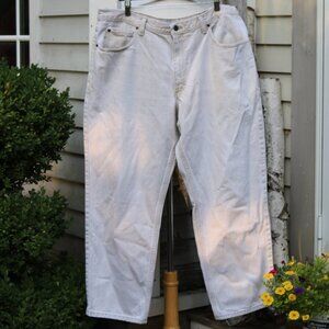 LL Bean Relaxed Fit Beige Cotton Denim Straight Leg Jeans Size 40x29